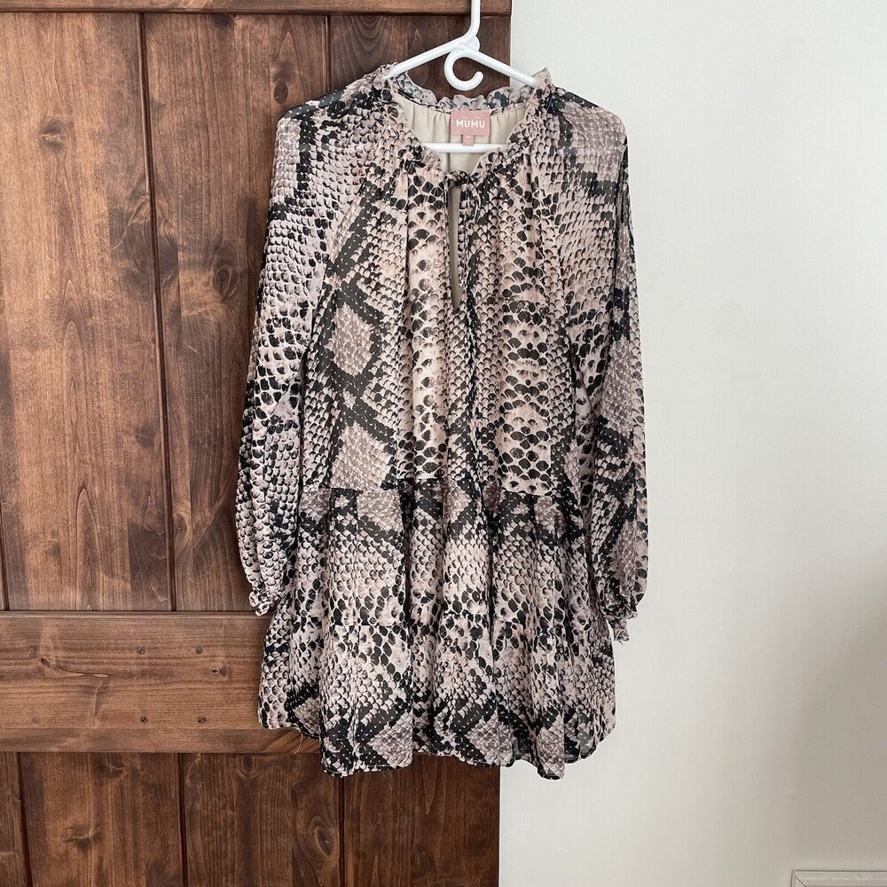 Show Me Your Mumu Birdie Mini Dress Womens Medium Snake Print Lined